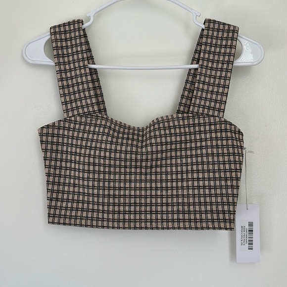 Reformation Jodie Two Piece Beige Check Size XS - Picture 5 of 10